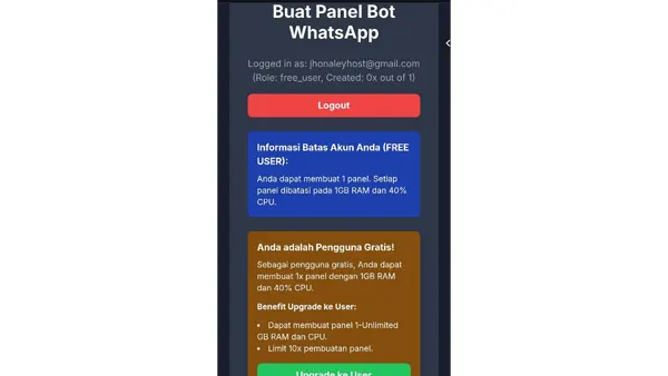 Panel Bot WA APK (BUG) Screenshot