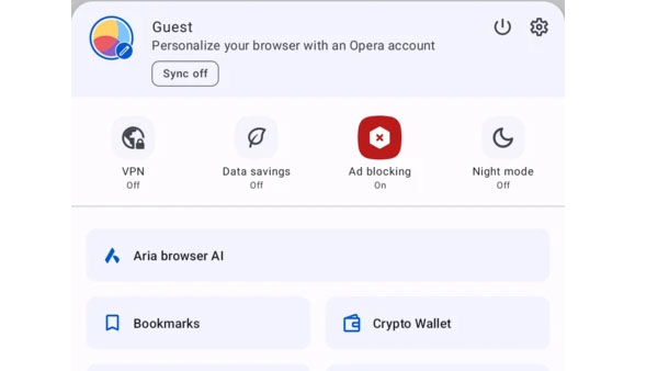 Opera browser APK Screenshot