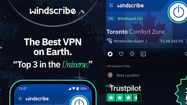Windscribe VPN Mod APK (Pro Unlocked) Screenshot
